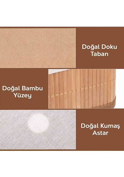 Bambu Natürel Dikdörtgen Katlanabilir Çamaşır Sepeti Bambu