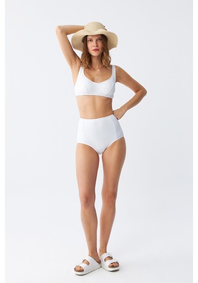 Akbeniz Kadın Beyaz Pedli Yüksek Bel Bikini Takımı