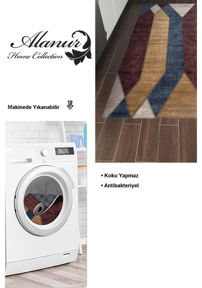 Dekoreko Kaymaz Taban Djt Mutfak Halısı Star Pamuk Modern S6506 Renkli
