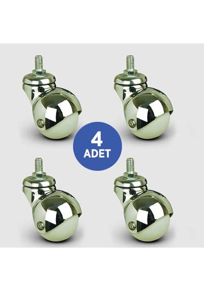 4 Adet Ef05Mkc40. Oynak Civatalı Pvc Kaplı Mobilya Tekerleği.