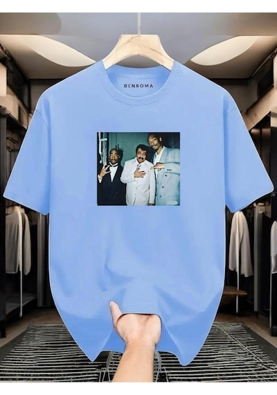 Müslüm Baskılı Oversize T-shirt Bebe Mavisi
