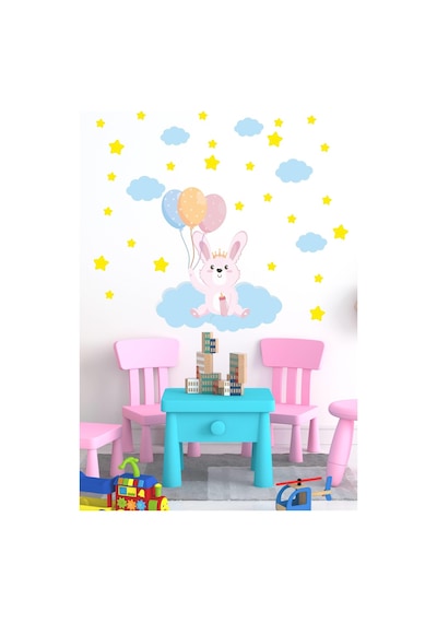 MSticker Sevimli Tavşan Bulutlar Ve Yıldızlar Çocuk Bebek Odası Sticker