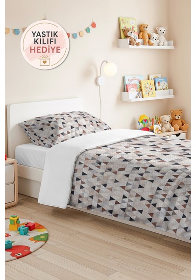 Gri Geometrik Modern Genç Odası Tek Kişilik Pike Takımı-bej Antrasit 160x220cm Kapitone Yatak Örtüsü Lacivert