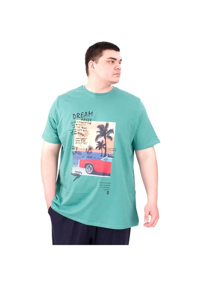 Mode Xl Büyük Beden Erkek Baskılı T-shirt Palm Dream U25026 Çağla Çağla Yeşili