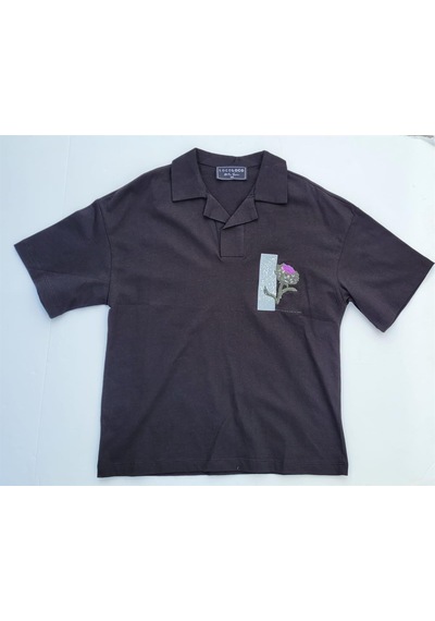 Zekids Erkek Çocuk Pamuklu Rahat Kesim Oversize Polo Yaka Tshırt-11813-siyah Siyah