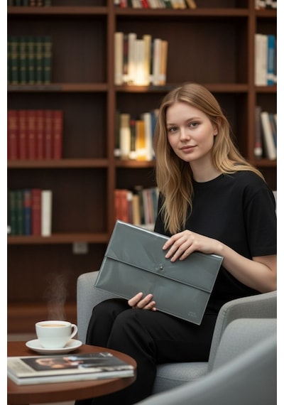 Plush Studıo Istanbul Gri Rugan Peluş Astarlı Laptop Evrak Çantası 36x26 Cm Şık Notebook Çantası Gri Gri