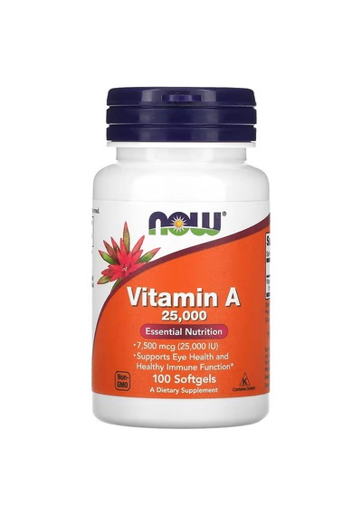 Now Foods Vitamin A 25,000 Iu 100 Softgels