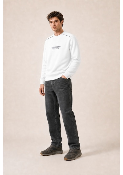 Redline Respect Bisiklet Yaka Regular Fit Kışlık Sweatshirt Beyaz