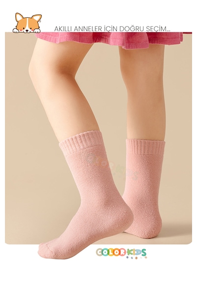 Color Socks 5 Çift Kışlık Kız Çocuk Havlu Çorap Seti Isı Emici Çok Renkli
