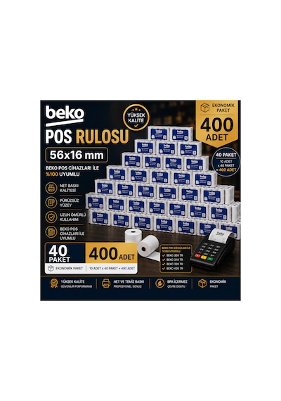 Pos Rulosu 56x16 Mm Termal Rulo 400 Adet 40 Paket X 10 Adet