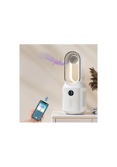 Hepu Hp-f29 360 Döner Pervanesiz Usb Şarjlı Masaüstü Fan Bluetooth Hoparlörlü Led Gece Lambalı Dijital Ekranlı 4000mah