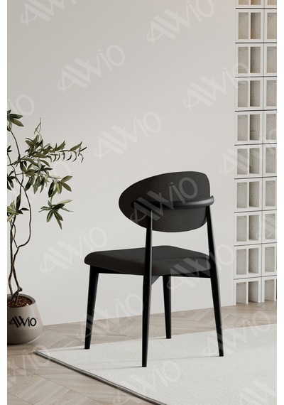 Avvio Siyah Polo Sandalye Mutfak Salon Yemek Odası Sandalyesi Metal Ayak Antrasit Gri