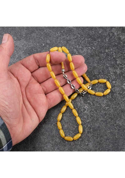 Sıkma Kebribar Usta İşi İmzalı Gümüş Kaplama Püskül Kapsül Kesim 6x12mm Tesbih