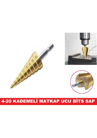 Kademeli Matkap Ucu 4-20mm Bits Saplı Hss -Kozalak Matkap  Uç