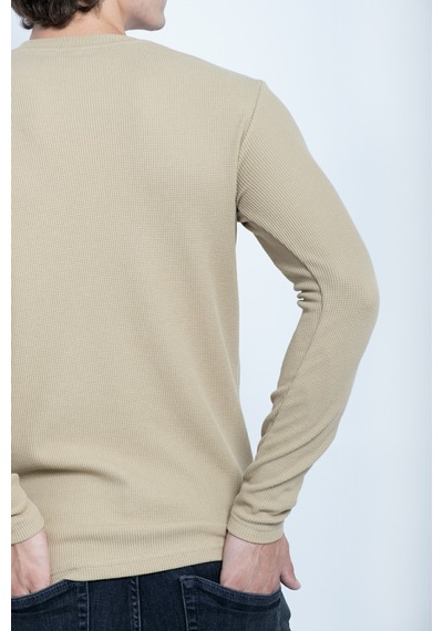Sportuel Erkek Bej 6511 Js 0 Yaka Basic Waffle Sweatshirt Jsswtk25e000008-vizon