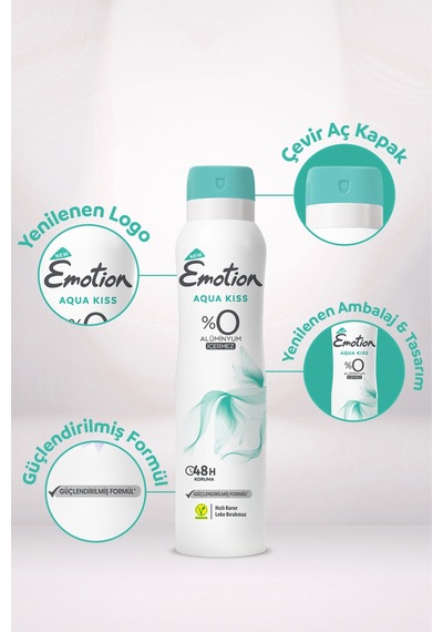 Aqua Kiss Kadın Vegan Deodorant 3x150 ML Hızlı Kurur, Leke Bırakmaz