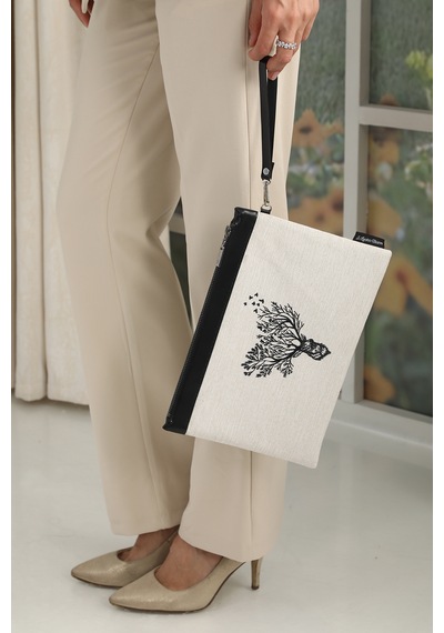 Ju Yaratıcı Tasarım Nakışlı İşlemeli Portföy Ve Clutch Çanta
