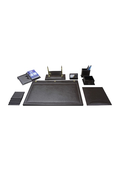 Gediz Kahve 9 Parça İsimlikli Ofis Masa Sümen Takımı
