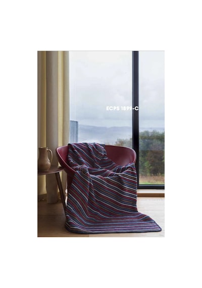 Nixa İnce Çizgili Desenli Püsküllü Çift Kişilik Battaniye Lacivert Bordo 180x220 Cm Çok Renkli