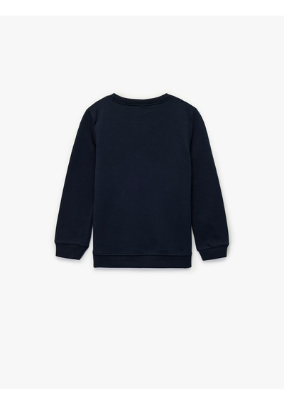 Koton Pamuklu Uzun Kollu Bisiklet Yaka Kaplan Nakışlı Sweatshirt Lacivert 6wmb10088tk Lacivert