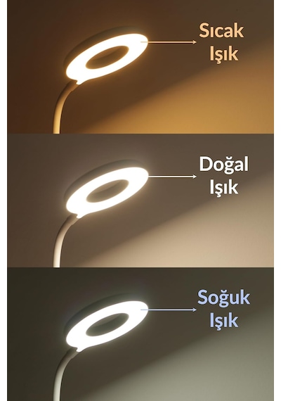 2li Set Şarjlı Masa Lambası + Kronometreli Öğrenci Saati Renk Ayarlı Ders Çalışma Okuma Lambası Q3 Diğer