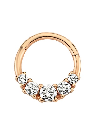 Rose Altın Beş Taş Minimal Halka Piercing As35pcr2 Altınsepeti Rose Gold