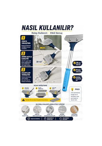 Profesyonel Kazıma Bıçağı 30 Cm 18 Mm Değiştirilebilir Bıçaklı Boya Cam Etiket Derz Kazıyıcı