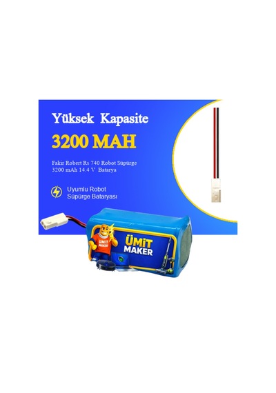 Fakir Robert Rs 740 Robot Süpürge 3200 Mah 14.4 V Yanmaz Batarya  Uyumlu Uzun Ömürlü, Yüksek Performans Pil