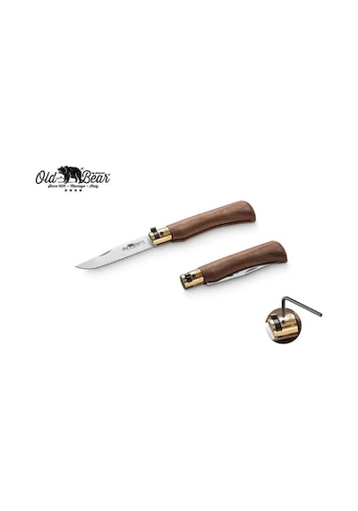 Antonini Old Bear Classical American Walnut 19cm M Tırtıklı Kamp Çakı Çok Renkli