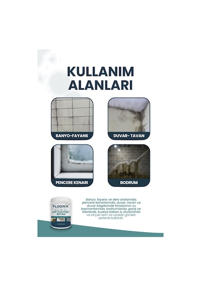 Floorix Küf ve Rutubet Solüsyon 1kg Beyaz - "Floorix Küf ve Rutubet Solüsyon 1kg"