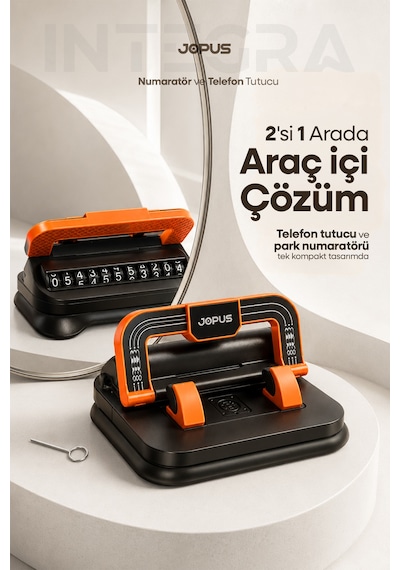 Araç İçi 360 Dönebilen Numaratörlü Telefon Tutucu Torpido Üstü Tablet Parkmatik Katlanabilir Standlı