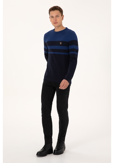 U.S. Polo Assn. Erkek Slim Fit Bisiklet Yaka Lacivert Kazak 50308460-VR033