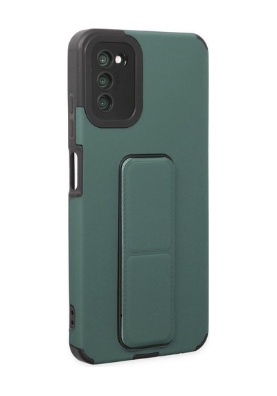 Samsung Uyumlu Galaxy A03s Uyumlu Kılıf Mega Standlı Silikon - Yeşil