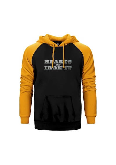 Hearts Of Iron Iv Silver Logo Sarı Renk Reglan Kol Kapşonlu Sweatshirt Sarı