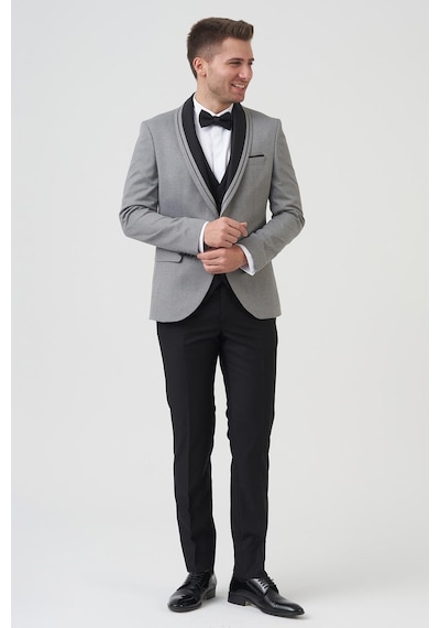 White Stone Philadelphia D2405 Slim Fit 6 Drop Likralı Damatlık Takım Elbise A.Gri - A.Gri Açık Gri