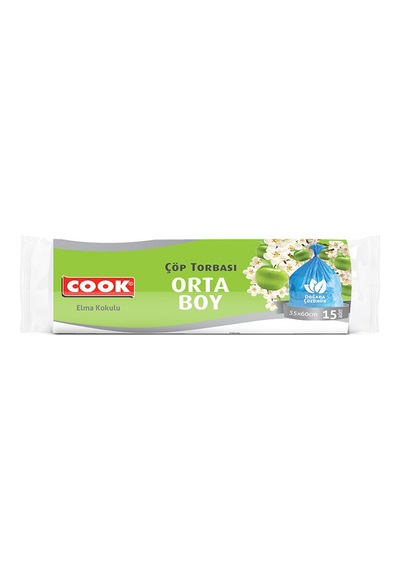 4 Adet Cook Çöp Torbası Orta Boy Elma Kokulu 15'li