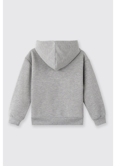 Panço Kız Çocuk Kapüşonlu Gri Sweatshirt