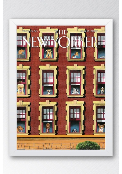 The New Yorker Çerçeveli Tablo August 13 2007 - Pencerelerdeki Köpekler Tablosu