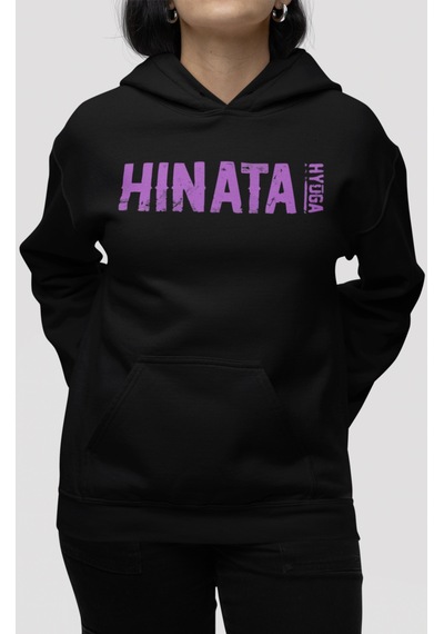 Sevbano Hinata Hyuga Naruto Anime Sırt Baskılı Unisex Oversize Penye Hood Siyah