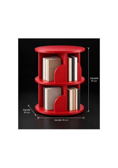 Kitaplık Raflı Komodin Yan Sehpa Çok Amaçlı Düzenleyici Modüler Kitaplık 70x45 Cm Kırmızı - 938874604 Kırmızı