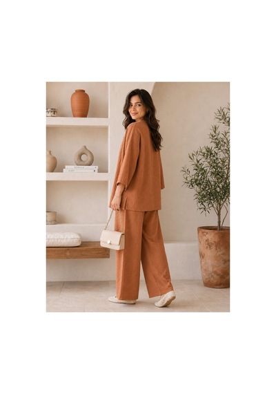 Unika Boutique Kadın Kimono Salaş 2 Li Takım Kiremit