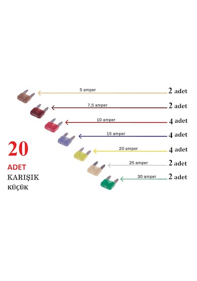 20 Adet Küçük Oto Bıçak Sigorta,yassı Aracınızda Bulunsun Diğer