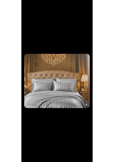 Deluxe Saten Nevresim Takımı Gri, Çift Kişilik Çok Renkli