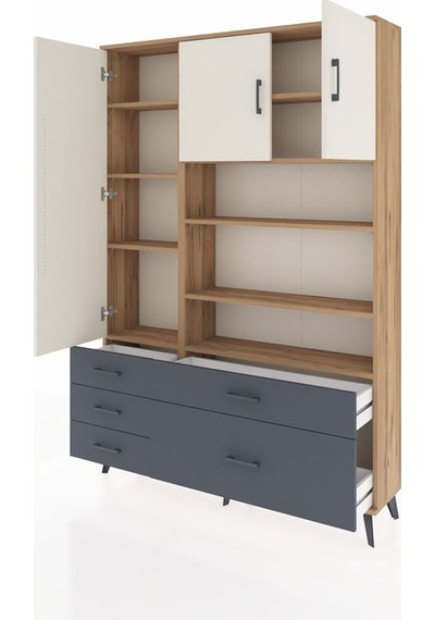 Arges Dolap 9 Raflı 5 Çekmeceli 3 Kapaklı 132x30x195 Çam-aytaşı/antrasit Aytası/antrasıt Arges Dolap 9 Raflı 5 Çekmeceli 3 Kapaklı 132x30x195 Çam-aytaşı/antrasit Aytası/antrasıt