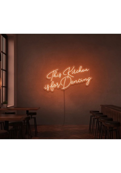 This Kitchen İs For Dancing Yazılı Neon Tabela Turuncu