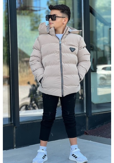 Pina Kids Erkek Çocuk Çıkarılabilir Kapüşonlu Su Geçirmez Nova Kışlık Mont Km4012 Bej