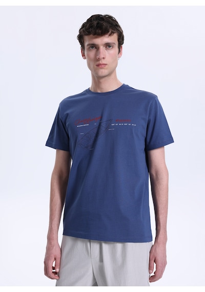 Discovery Expedition İndigo Erkek %100 Pamuk T-shirt D6sm-tst3791