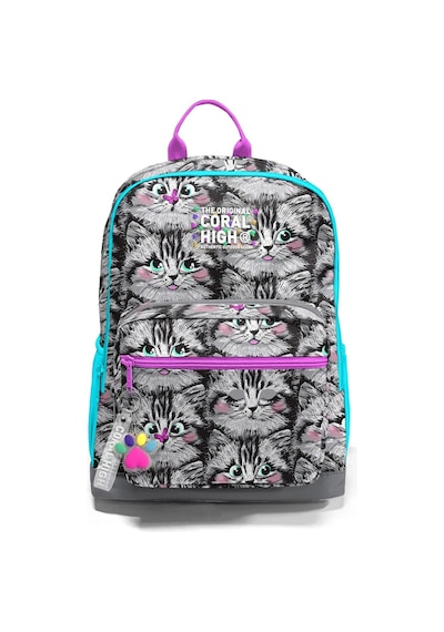 Coral High Dört Bölmeli Gri Kedi Ortaokul Çantası - Kız Çocuk