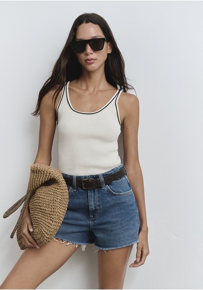 Mavi - Cherry 90lar Puslu Koyu Mavi Jean Şort 1410022-89732 Koyu Mavi