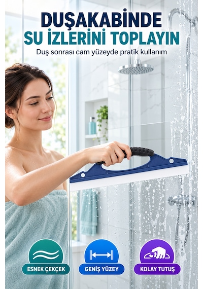 30 Cm Çok Amaçlı Cam Çekçeği Araç Camı Duşakabin Fayans Ayna Pencere Temizleme Aparatı Ergonomik Sap Renkli